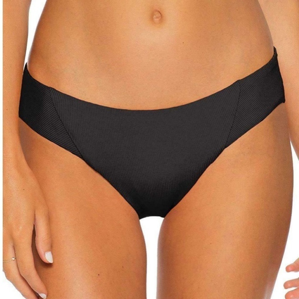 🌻NEW {w/tags!} Becca Black Ribbed Fine Line American Swim Bottoms Size Small